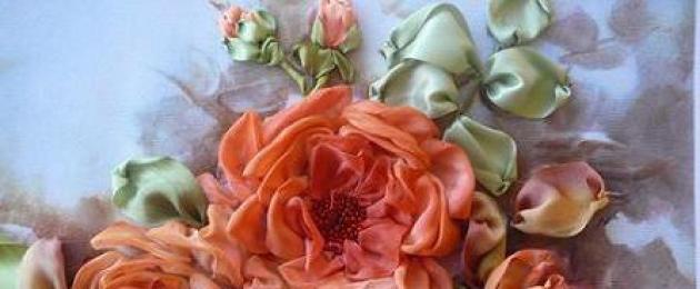 Вышивка лентами для начинающих мастер класс розы (видео). Как вышивать лентами розы начинающим Розы из лент вышить