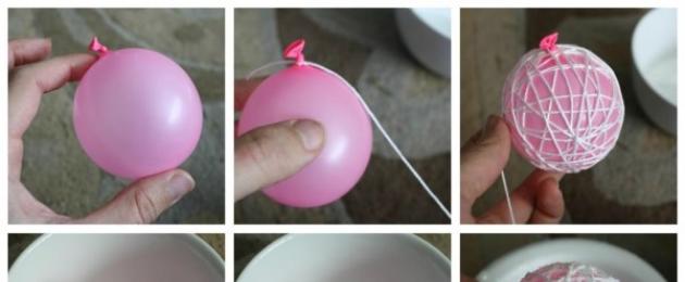 Как сделать шар из ниток и клея. Новогодние украшения из ниток