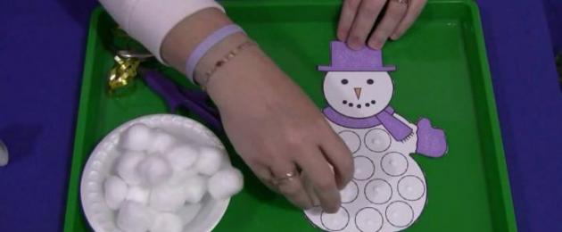 Снеговик из ватных шариков. Как сделать снеговика из ваты своими руками
